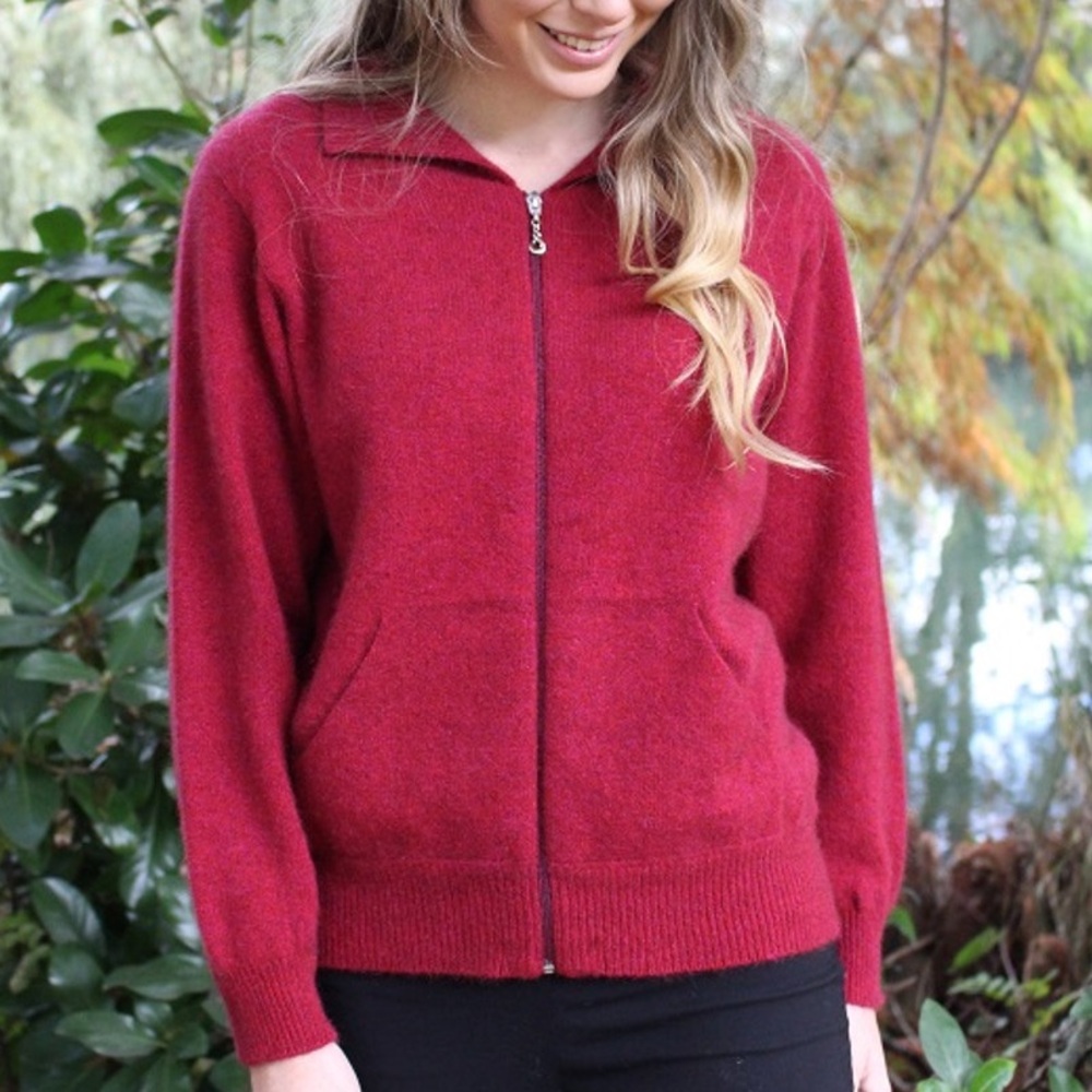 Lothlorian Luxury Possum Merino Plain Zip Cardigan with Pockets - 9976 Knitwear